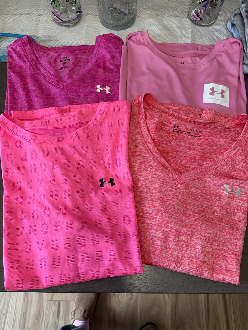 Under Armour BUNDLE Bright Pink & Hot Pink Short Sleeve Active Tees - 4 Pack